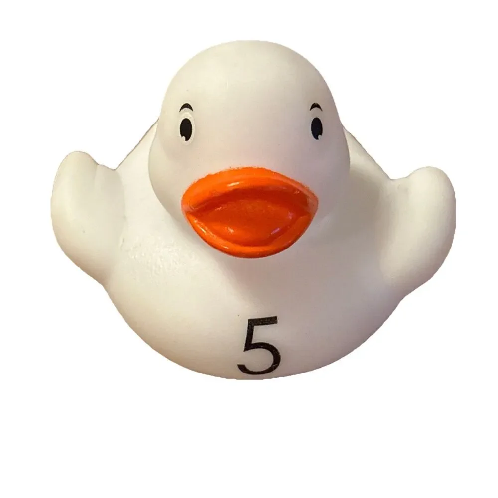 LOT OF 3 Mini Rubber Ducks White #5 Red #6 Yellow Ff For Bath Or Jeep